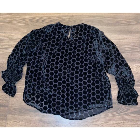 EUC black sheet velour polka dot Zara top sz: XL - Picture 1 of 8